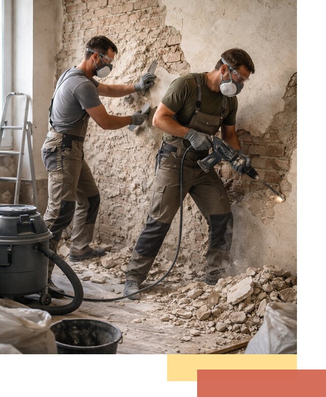 Демонтаж штукатурки со стен в Городце быстро и аккуратно