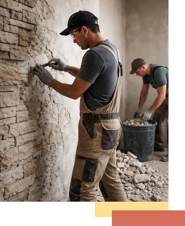 Демонтаж декоративного камня в Городце профессионально и безопасно