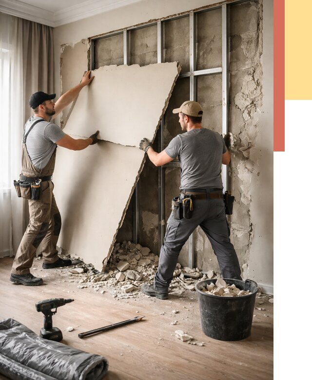 Демонтаж гипсокартона со стен в Городце от 354 руб. — услуги демонтажа | ОТДЕЛОЧНИК-Грд