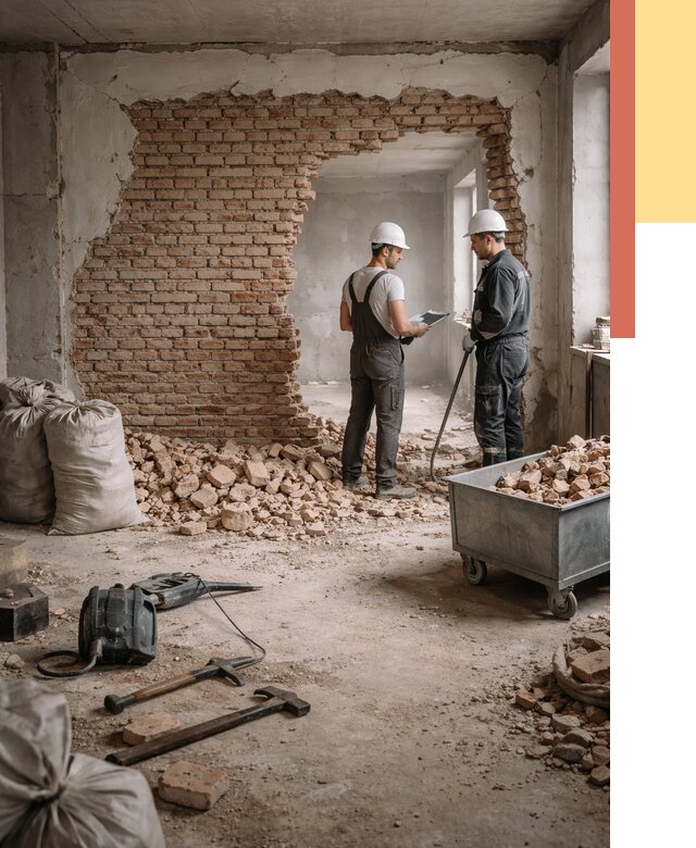 Демонтаж кирпичных стен в Городце от 4252 руб. — быстро, недорого, под ключ | ОТДЕЛОЧНИК-Грд