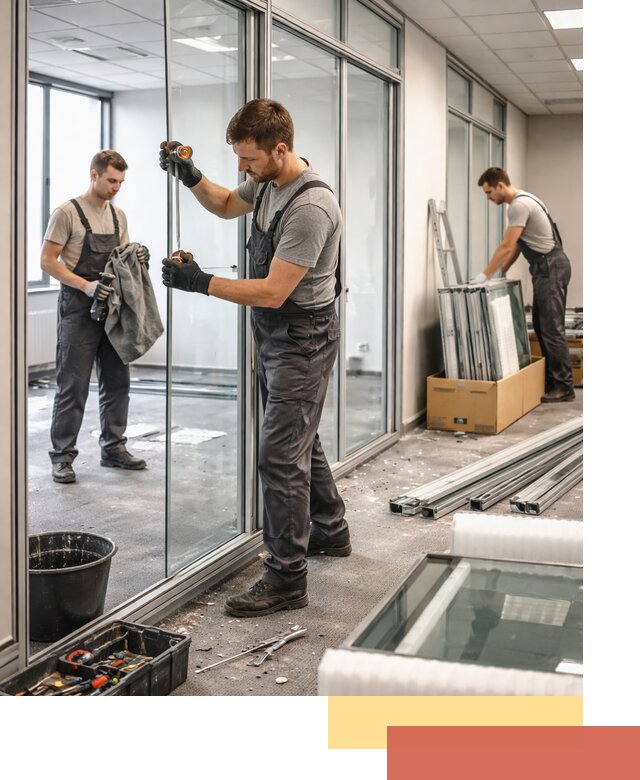 Демонтаж стеклянных перегородок в Городце быстро и безопасно