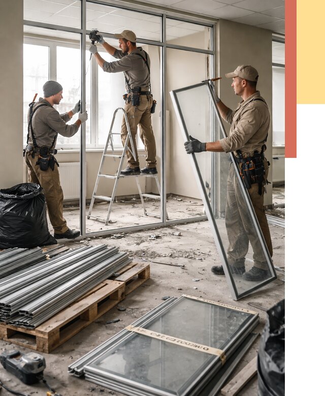 Демонтаж алюминиевых перегородок в Городце от 4252 руб. — быстро и недорого | ОТДЕЛОЧНИК-Грд