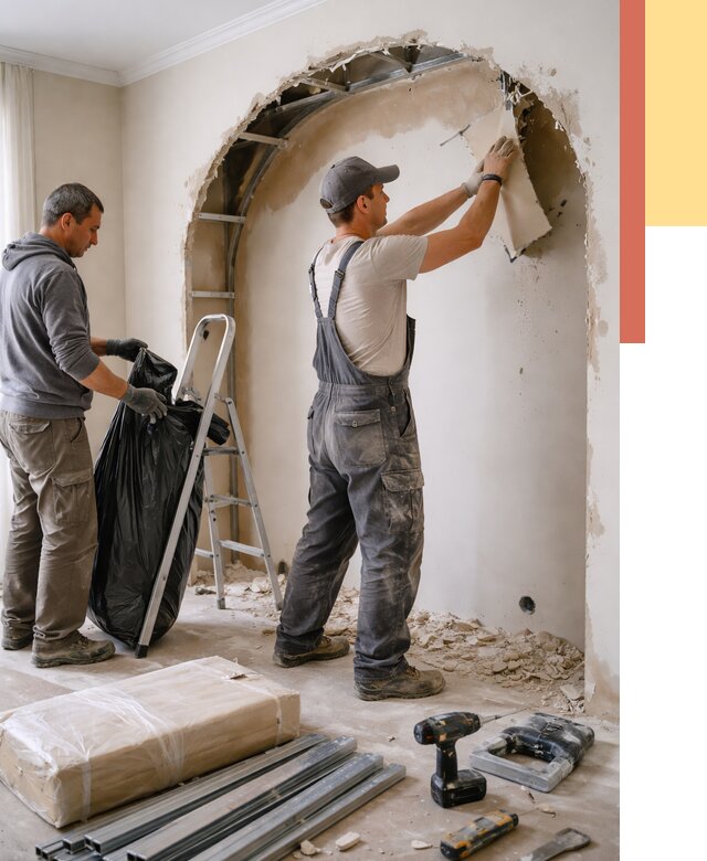 Демонтаж арки из гипсокартона в Городце от 3543 руб. — услуги под ключ | ОТДЕЛОЧНИК-Грд