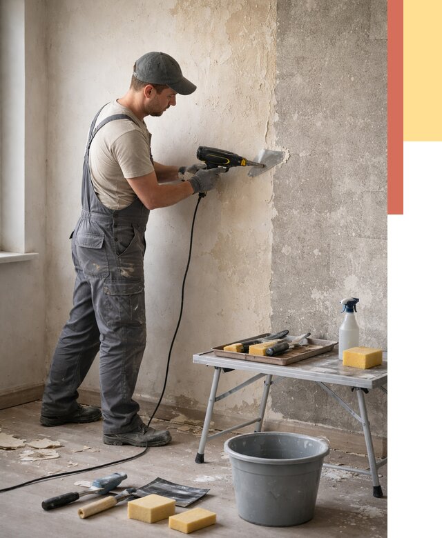 Очистка стен от клея в Городце от 1873 руб. — снятие и удаление клея со стен | ОТДЕЛОЧНИК-Грд