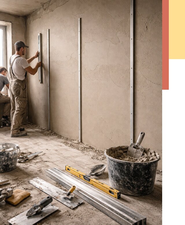 Штукатурка стен по маякам в Городце от 5568 руб./м² — выравнивание под ключ | ОТДЕЛОЧНИК-Грд