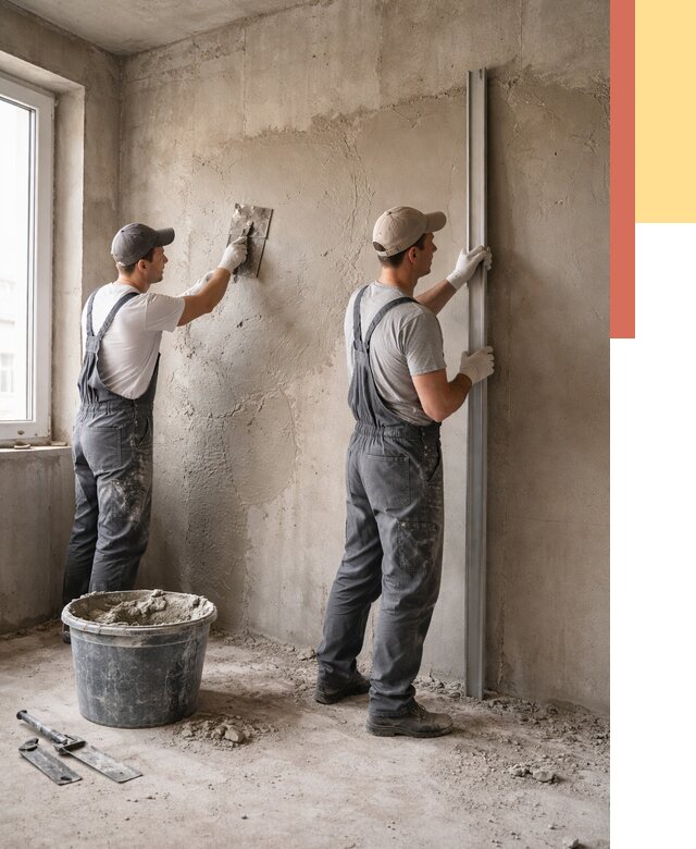 Штукатурка бетонных стен в Городце от 4555 руб/м² — качественно и быстро | ОТДЕЛОЧНИК-Грд