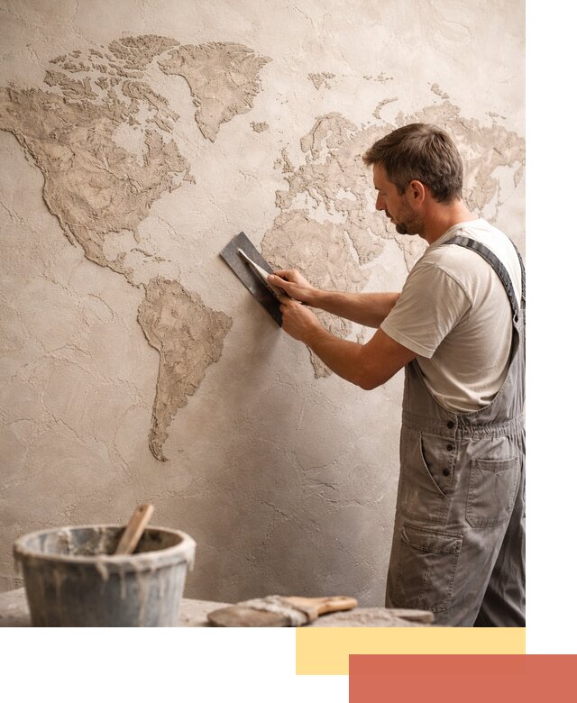 Декоративная штукатурка «Карта мира» под ключ в Городце