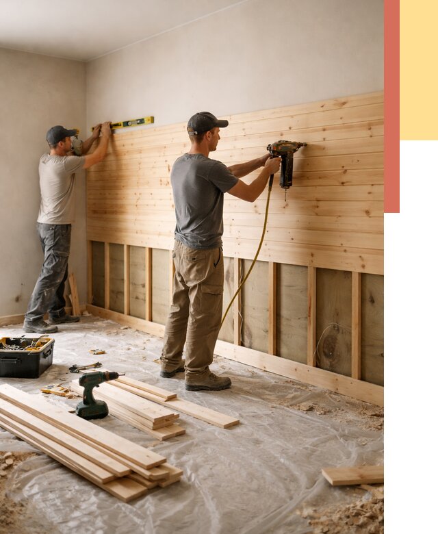 Монтаж деревянной вагонки на стены в Городце от 7592 руб. | Услуги монтажа вагонки | ОТДЕЛОЧНИК-Грд