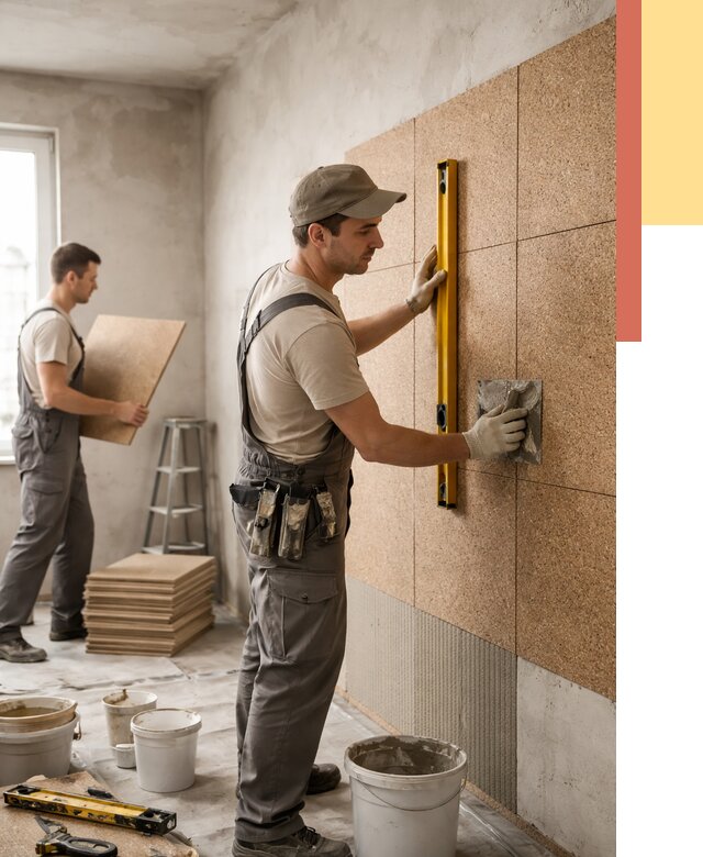 Монтаж пробковых панелей на стены в Городце от 3543 руб. — ОТДЕЛОЧНИК-Грд