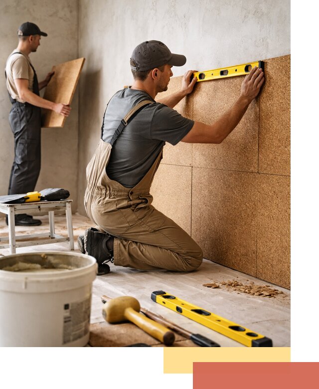 Монтаж пробковых панелей на стены в Городце быстро и качественно