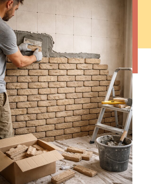 Монтаж декоративного кирпича в Городце от 3239 руб./м² — быстро и недорого | ОТДЕЛОЧНИК-Грд