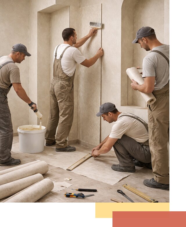 Поклейка обоев на сложные стены и неровные поверхности в Городце