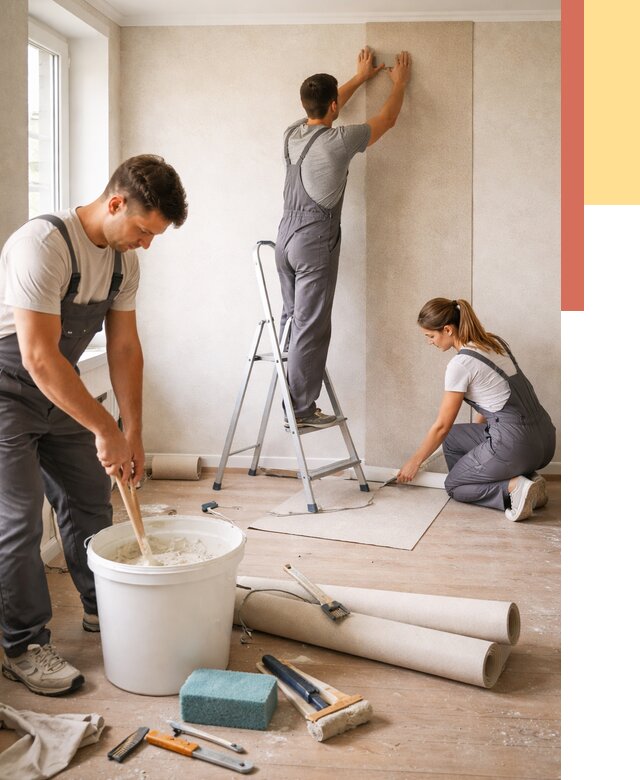 Оклейка стен обоями в Городце от 3543 руб/м2 — быстро и недорого | ОТДЕЛОЧНИК-Грд