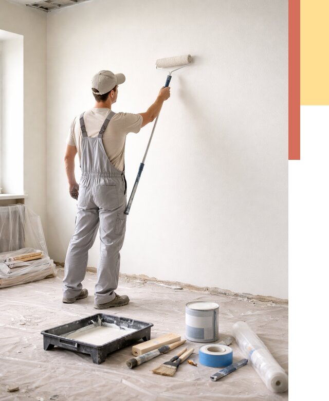 Покраска стен водоэмульсионной краской в Городце от 456 руб. за м² | ОТДЕЛОЧНИК-Грд