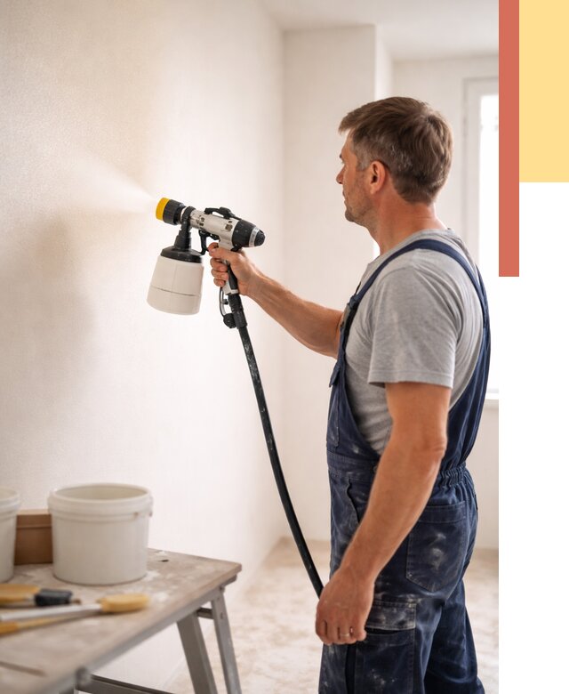 Покраска стен краскопультом в Городце от 7592 руб. — механизированная покраска | ОТДЕЛОЧНИК-Грд