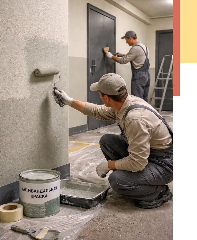 Покраска стен антивандальной краской в Городце от 4555 руб./м² под ключ | ОТДЕЛОЧНИК-Грд
