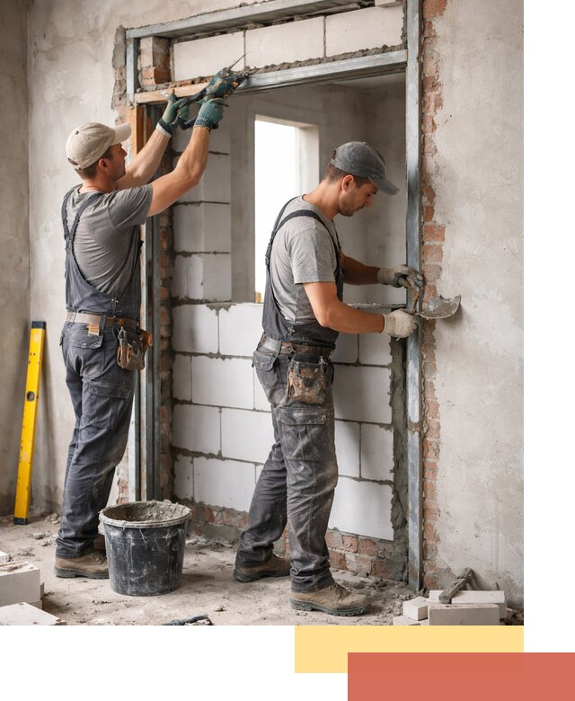 Закладка дверного проема под ключ в Городце: демонтаж, монтаж, отделка