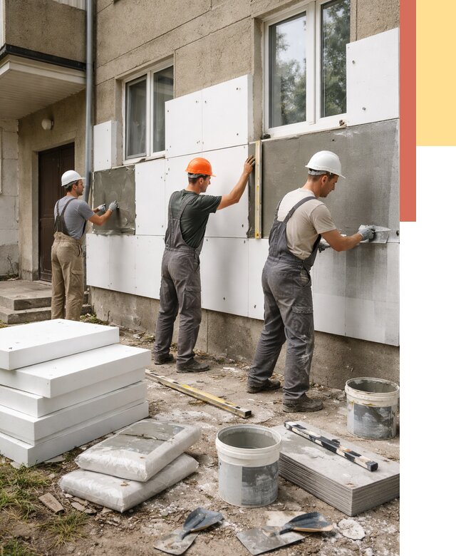 Утепление стен пенопластом в Городце от 1772 руб. — недорого и под ключ | ОТДЕЛОЧНИК-Грд