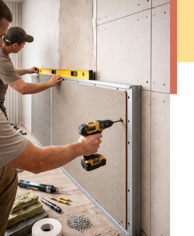 Шумоизоляция стен панелями ЗИПС в Городце от 2227 руб./м² под ключ | ОТДЕЛОЧНИК-Грд