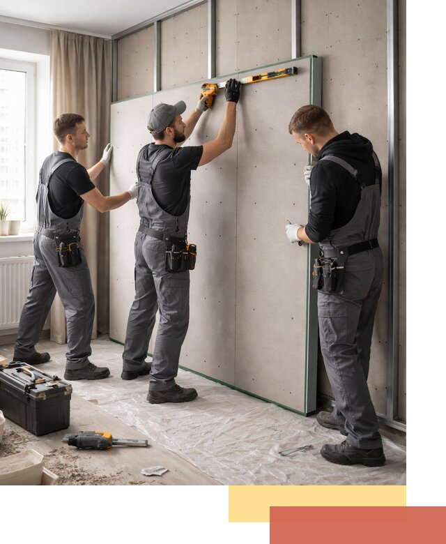 Шумоизоляция стен панелями ЗИПС в Городце для жилых и коммерческих помещений