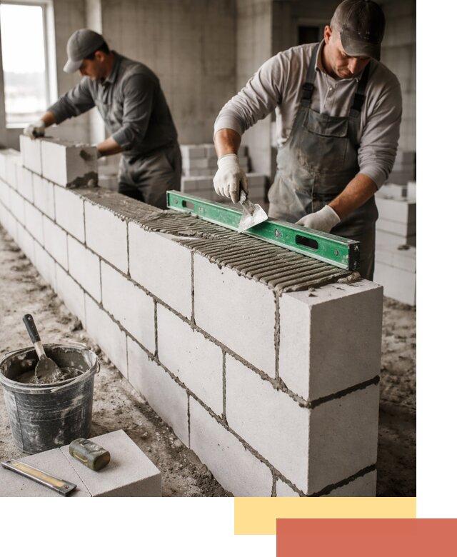 Кладка перегородок из газобетона в Городце быстро и качественно