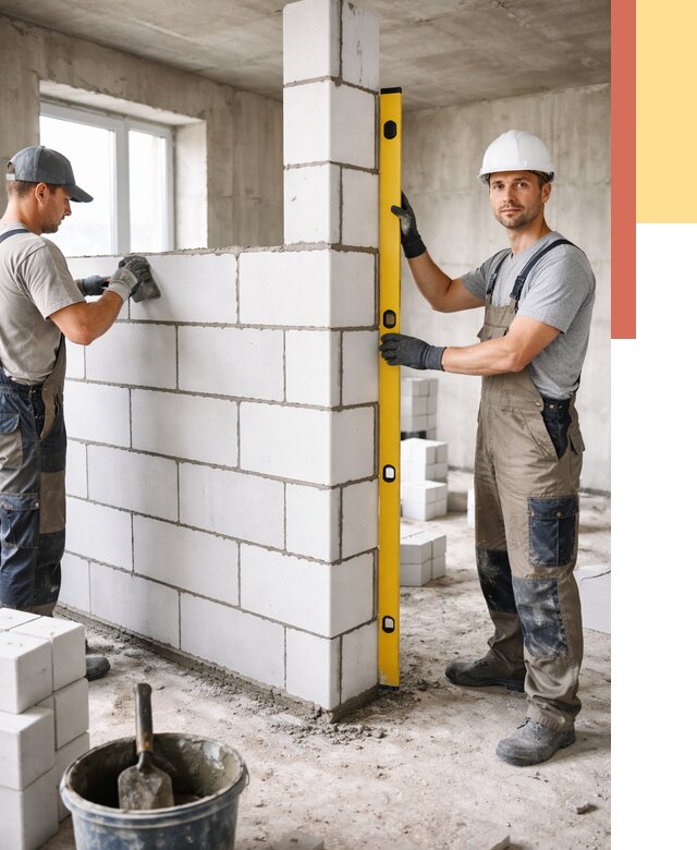 Кладка перегородок из пеноблока в Городце от 1822 руб. под ключ | ОТДЕЛОЧНИК-Грд