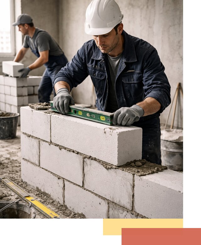 Кладка перегородок из пеноблока под ключ в Городце