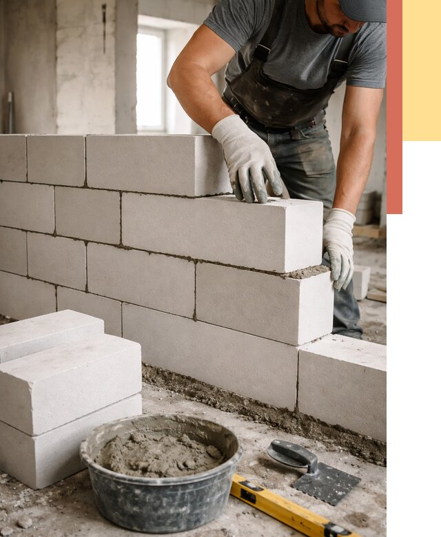 Кладка перегородок из силикатного блока в Городце от 4049 руб. под ключ | ОТДЕЛОЧНИК-Грд