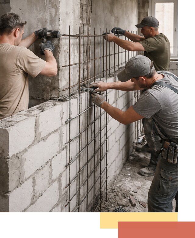 Армирование кладки перегородок в Городце профессионально и надёжно