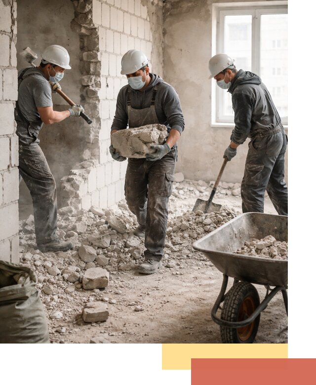 Демонтаж блочных перегородок в Городце быстро и аккуратно