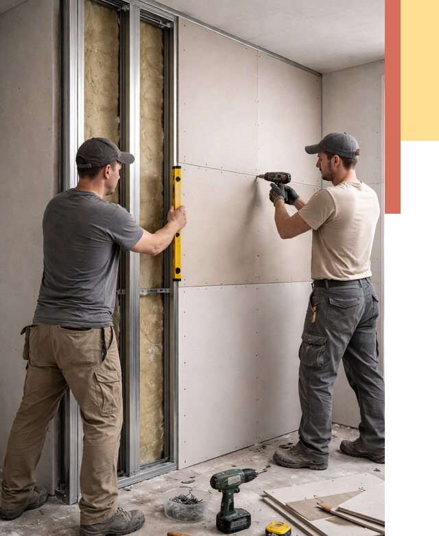 Монтаж двухслойной перегородки из гипсокартона в Городце от 1468 руб. | ОТДЕЛОЧНИК-Грд