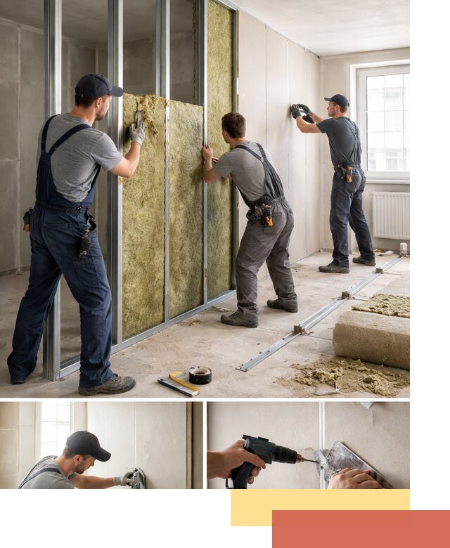 Перегородка из гипсокартона с шумоизоляцией в Городце — монтаж под ключ