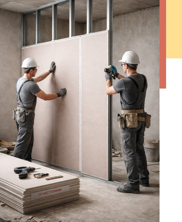 Перегородка из огнестойкого гипсокартона в Городце от 1873 руб. под ключ | ОТДЕЛОЧНИК-Грд
