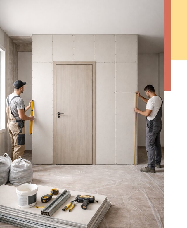 Перегородка из гипсокартона с дверью в Городце от 4555 руб. под ключ | ОТДЕЛОЧНИК-Грд