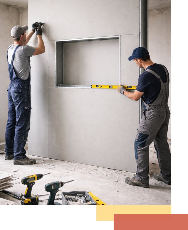 Перегородка из гипсокартона с нишей под декор в Городце