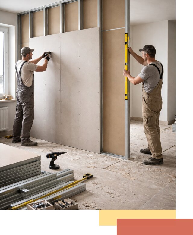 Зонирующая перегородка из гипсокартона под ключ в Городце