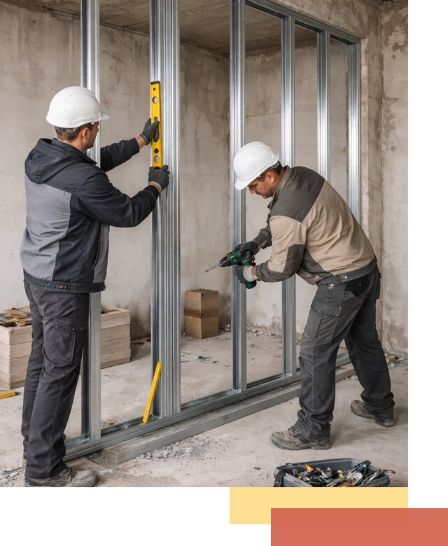 Монтаж каркаса перегородки из профиля в Городце