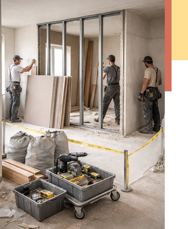 Перенос гипсокартонной перегородки в Городце под ключ от 4555 руб. | Демонтаж и монтаж – ОТДЕЛОЧНИК-Грд