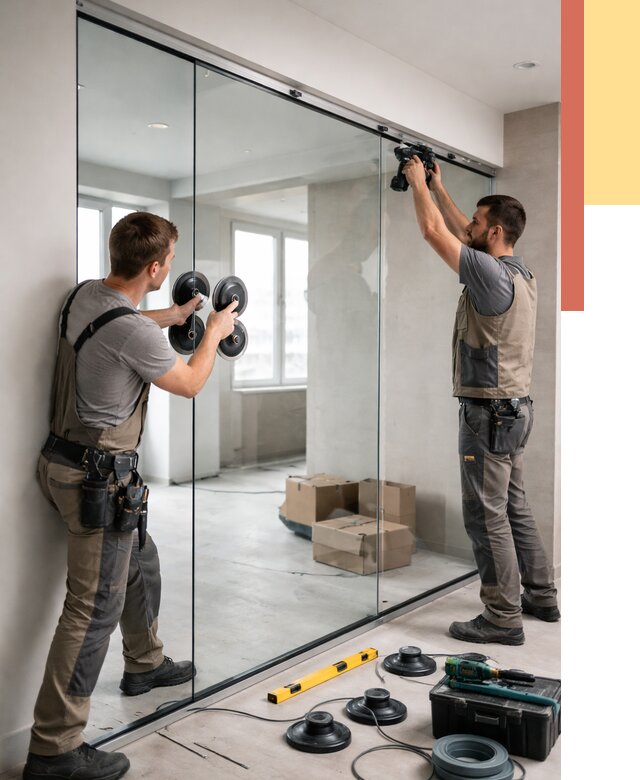 Монтаж стеклянных перегородок в Городце от 6580 руб. | ОТДЕЛОЧНИК-Грд