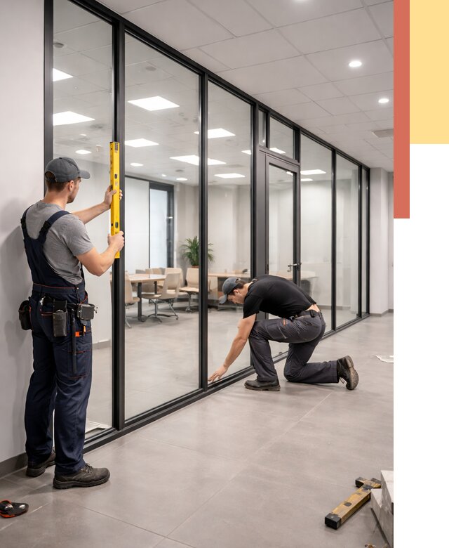 Каркасные стеклянные перегородки в Городце под ключ от 9313 руб. | ОТДЕЛОЧНИК-Грд