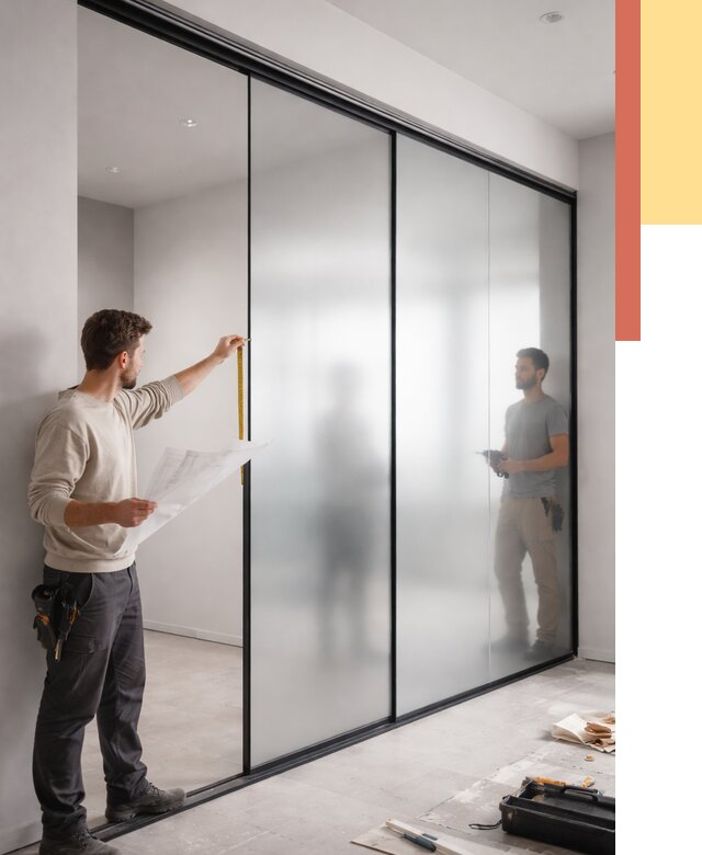 Матовые стеклянные перегородки в Городце от 8605 руб. — монтаж и установка | ОТДЕЛОЧНИК-Грд