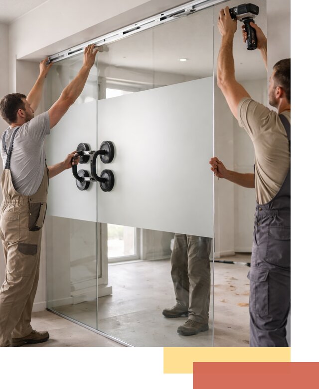 Матовые стеклянные перегородки под ключ в Городце