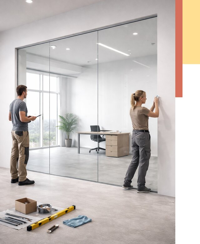 Перегородки из закаленного стекла в Городце от 9617 руб. под ключ | ОТДЕЛОЧНИК-Грд