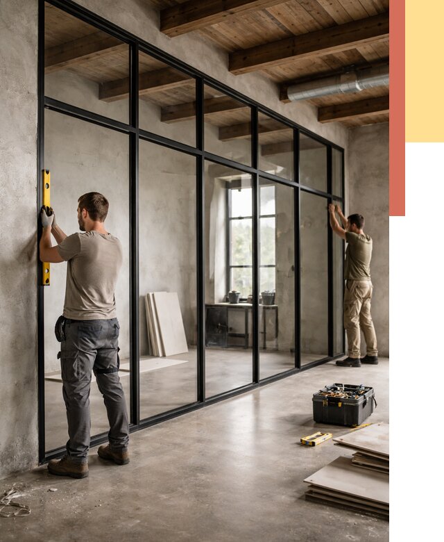 Стеклянные перегородки лофт в Городце от 10629 руб. под ключ | ОТДЕЛОЧНИК-Грд