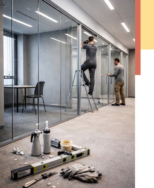 Стеклянные офисные перегородки в Городце от 8605 руб. — монтаж и установка | ОТДЕЛОЧНИК-Грд