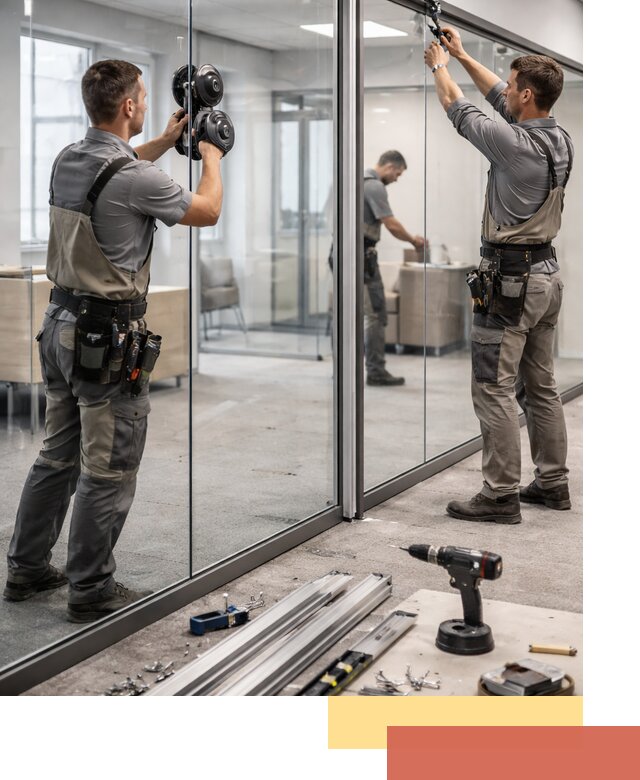 Стеклянные офисные перегородки под ключ в Городце