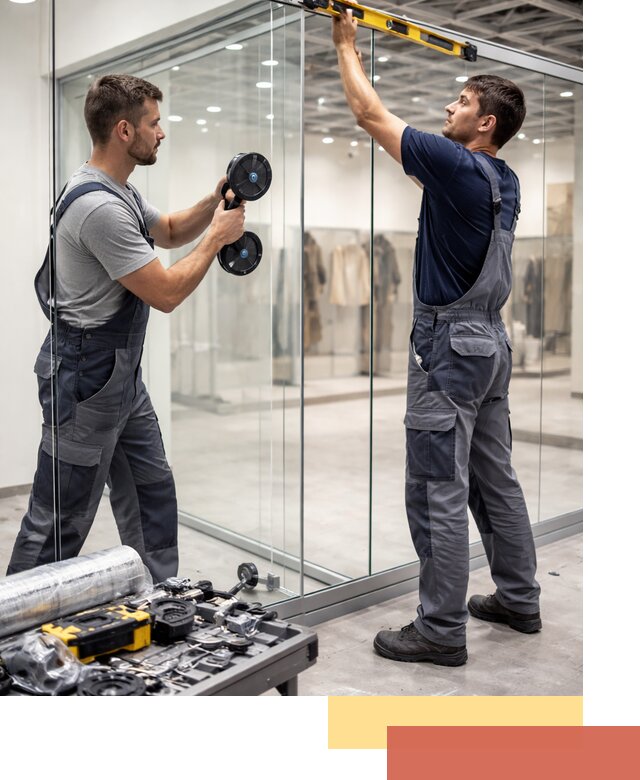 Стеклянные перегородки для магазинов в Городце — монтаж и установка