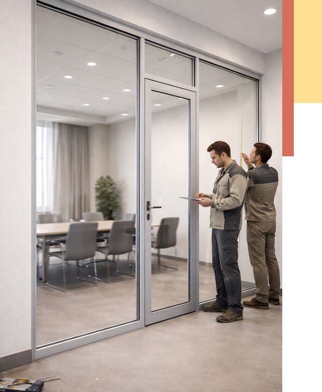 Установка и монтаж алюминиевых перегородок со стеклом в Городце от 8301 руб. | ОТДЕЛОЧНИК-Грд