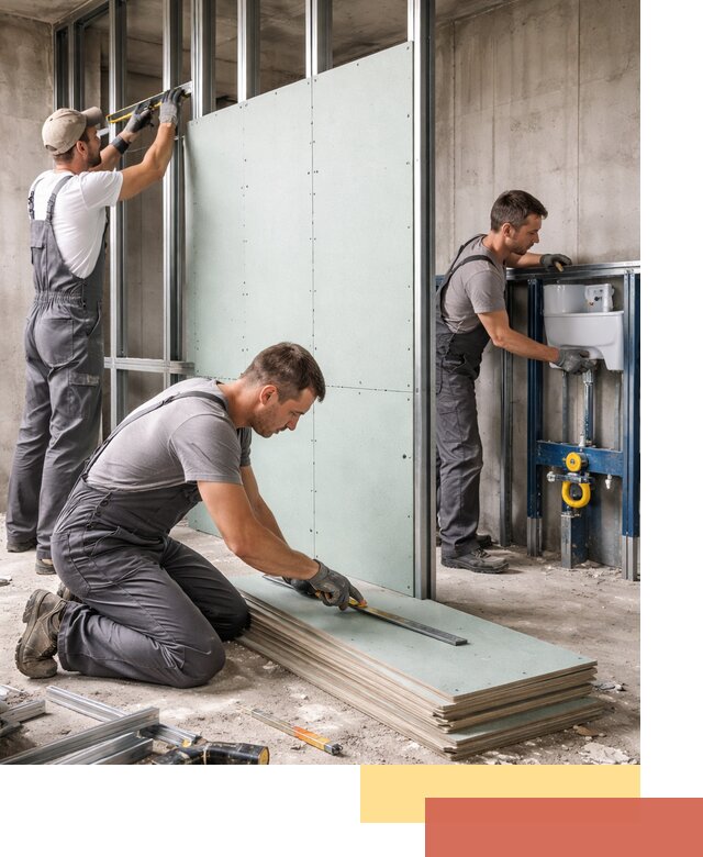 Монтаж и ремонт сантехнических перегородок в Городце