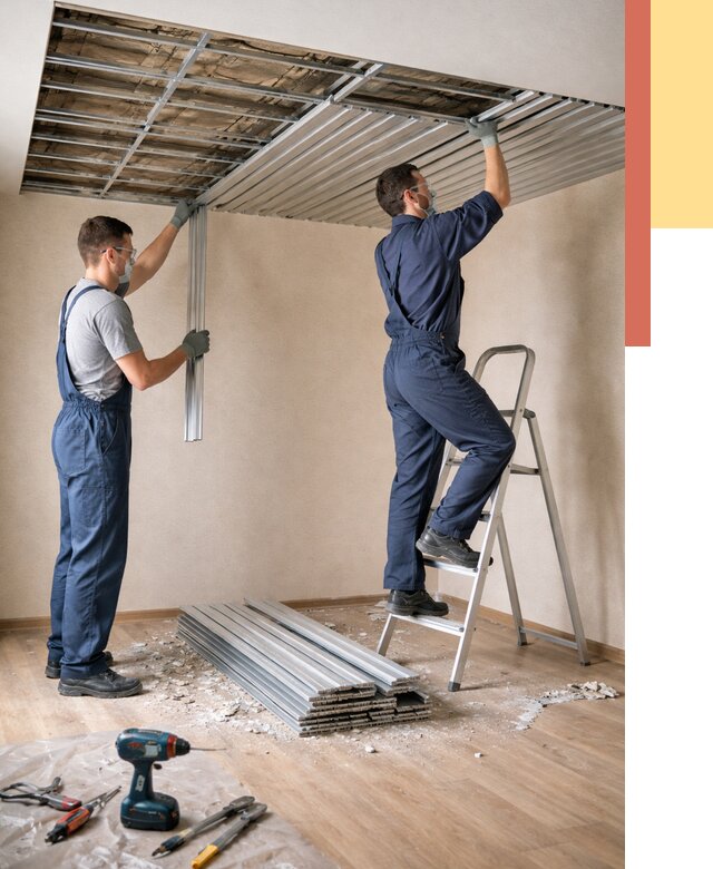 Демонтаж реечного потолка в Городце от 4555 руб. быстро и недорого | ОТДЕЛОЧНИК-Грд